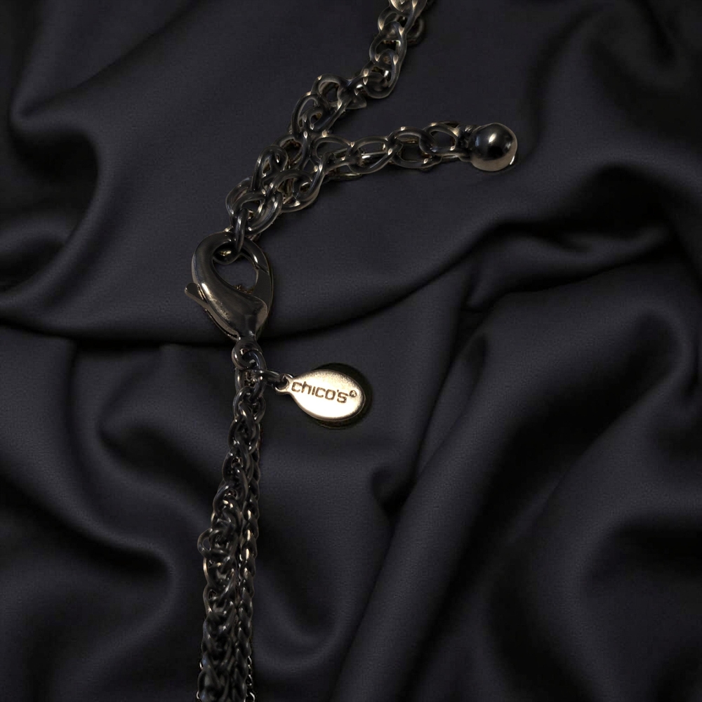 Elegant Chico's Silver and Black Necklace and Bracelet - Picture 4 of 5